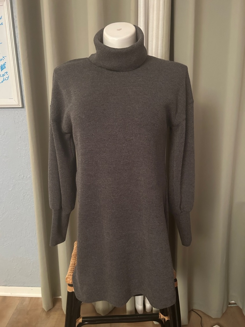 Allison Joy Charcoal Turtleneck Sweater Dress Size M